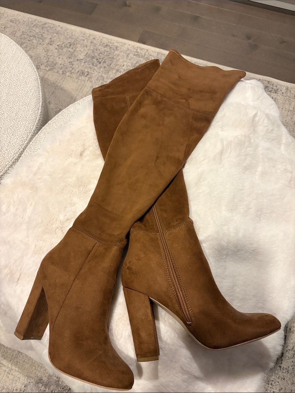 Aldo Chestnut Suede Over-the-Knee Block Heel Boots